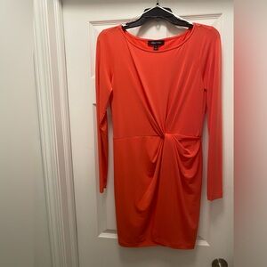 Alex & Alex Side Knot Long Sleeve Jersey Dress in Guava Size 6